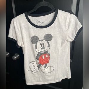 DISNEY Mickey Mouse T-shirt. Black neckline and arm trim. Size SMALL. original